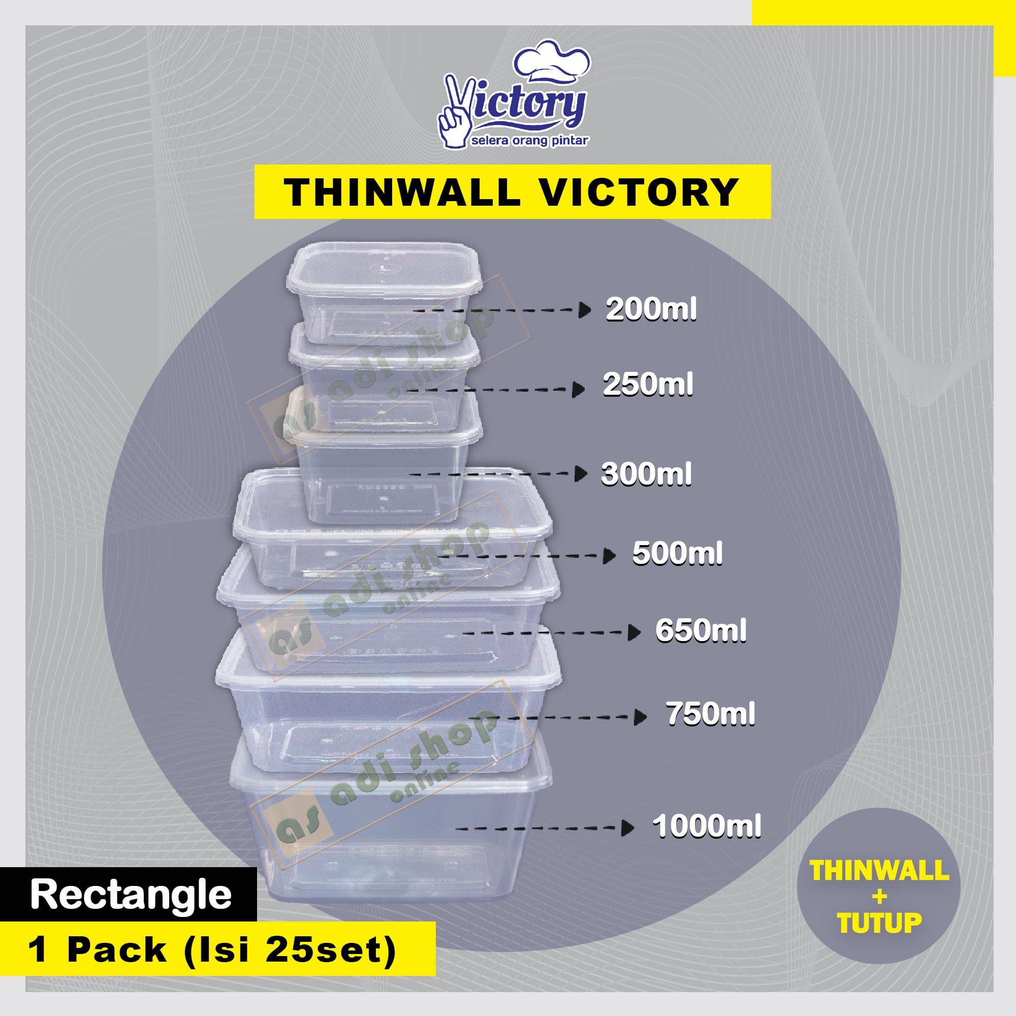 Thinwall Rectangle Victory / Kotak Makan Plastik 200–1000ml — Kemasan & Wadah di Adijaya Bandung