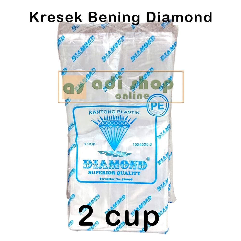 Kantong Plastik Kresek Bening PE 2 Cup Diamond — kemasan-wadah di Adijaya Bandung