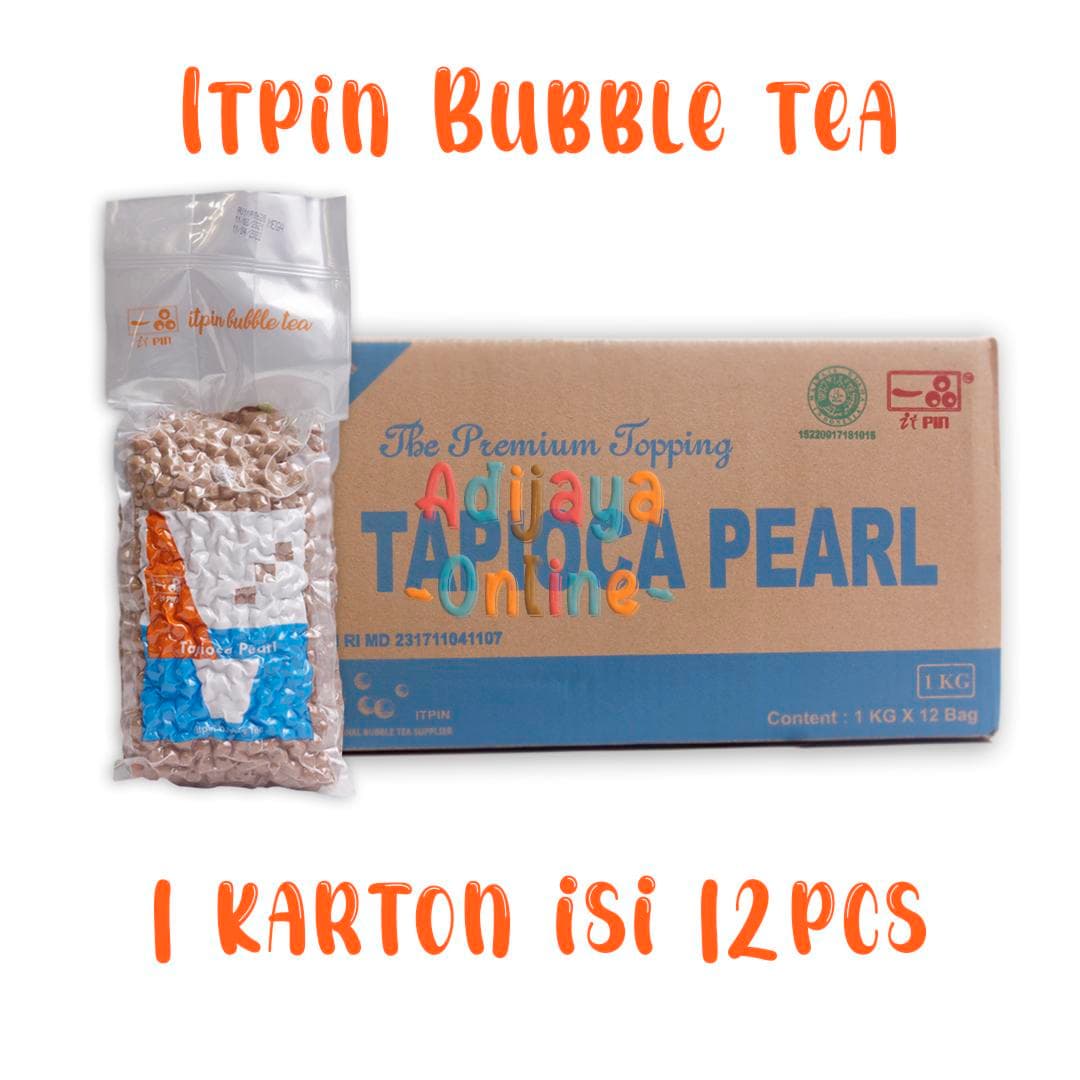 ITPIN Tapioca Pearl Boba Hitam 1 Karton isi 12pcs — boba-topping di Adijaya Bandung
